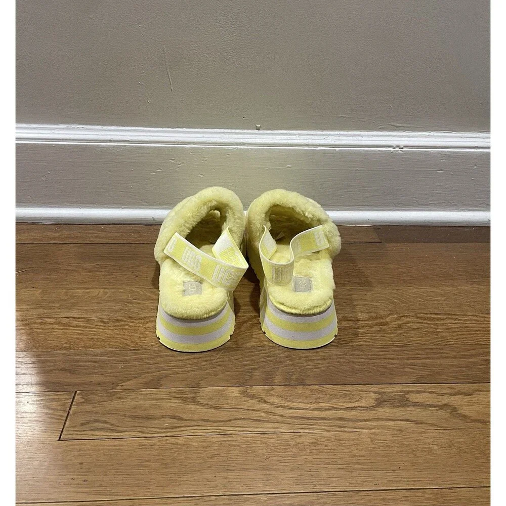 UGG Disco Genuine Shearling Slingback Yellow Platform Women Sz 9 Margarita